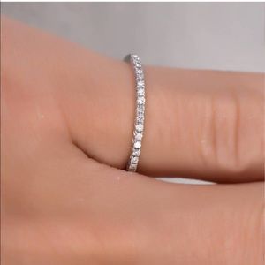 18K White Gold Diamond Eternity Stackable Ring